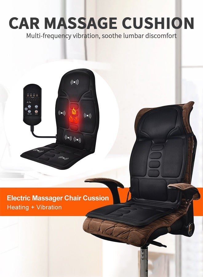 5 Motor Heated Seat Massager – Vibrating Back Massage Chair Pad with Heat for Home, Office & Car – Full Back, Shoulder & Thigh Pain Relief Cushion - My Store