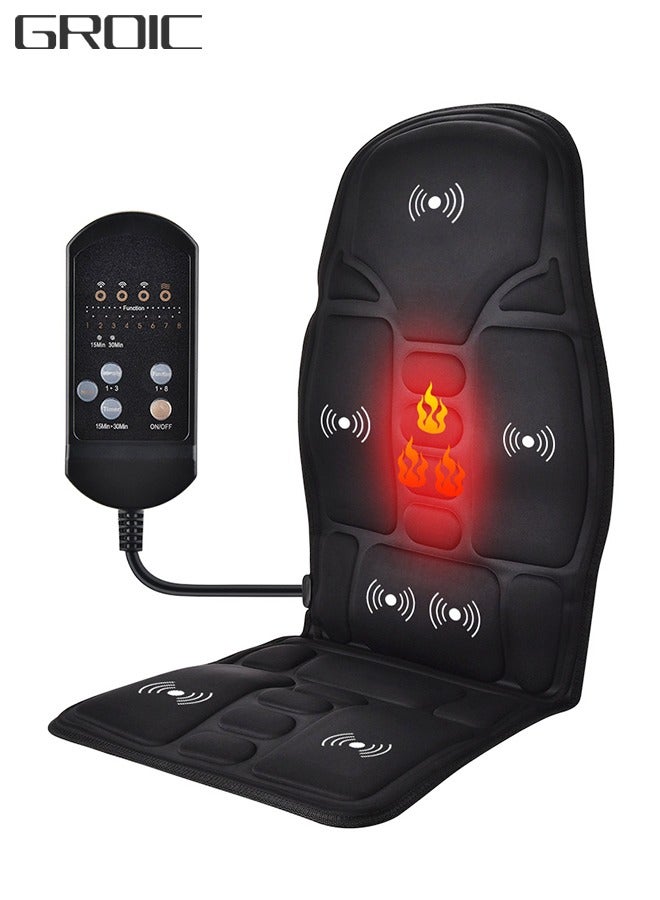 5 Motor Heated Seat Massager – Vibrating Back Massage Chair Pad with Heat for Home, Office & Car – Full Back, Shoulder & Thigh Pain Relief Cushion - My Store