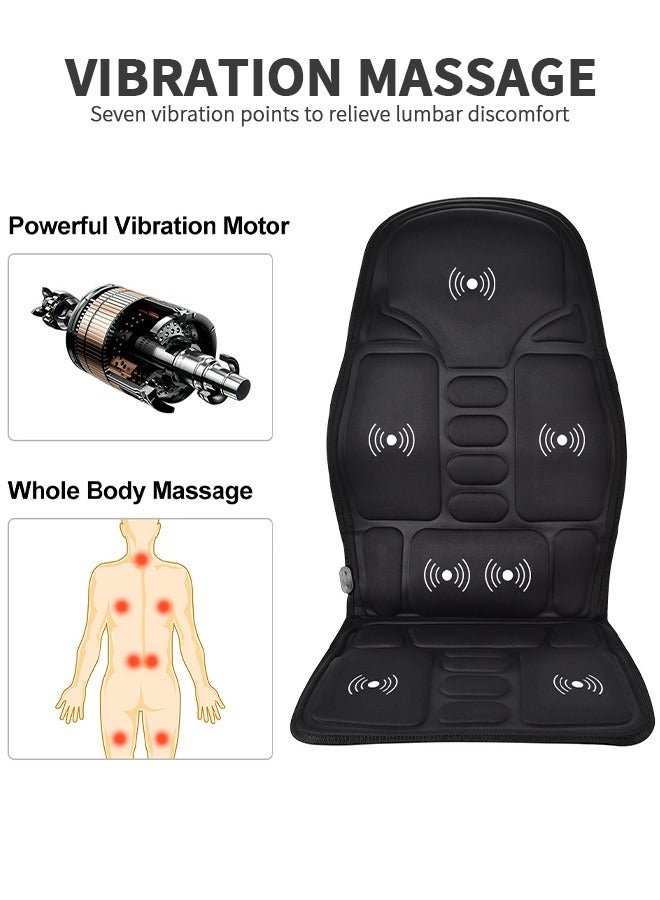 5 Motor Heated Seat Massager – Vibrating Back Massage Chair Pad with Heat for Home, Office & Car – Full Back, Shoulder & Thigh Pain Relief Cushion - My Store