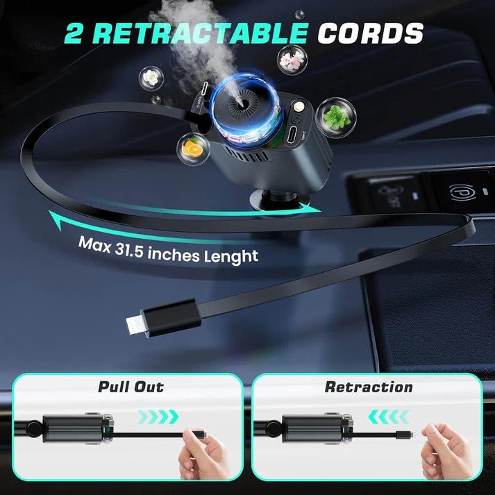 5 - in - 1 Retractable USB C Car Charger with Aromatherapy & Starlight – Fast Car Charging Adapter - My Store