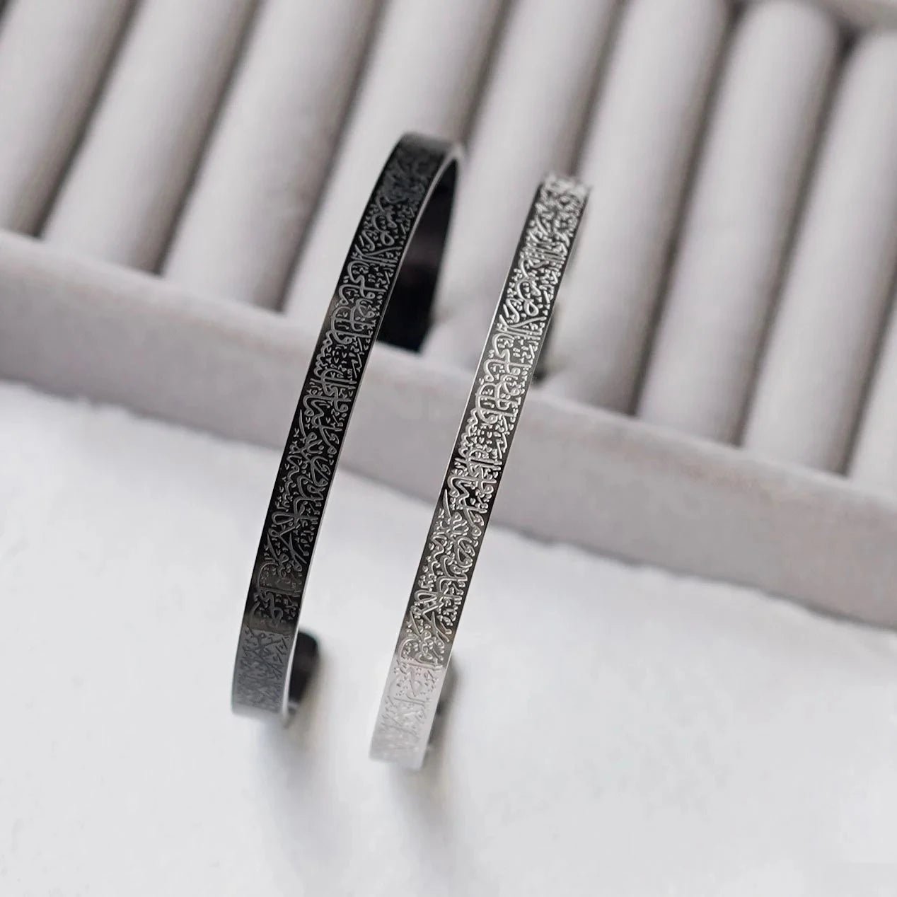 Ayatul Kursi Bracelet – Faith, Protection & Elegance | 18K Gold Plated, Black & Silver - Ajman