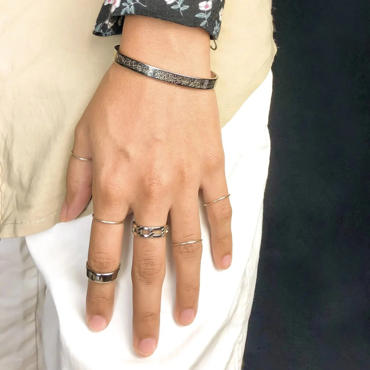 Ayatul Kursi Bracelet – Faith, Protection & Elegance | 18K Gold Plated, Black & Silver - Ajman