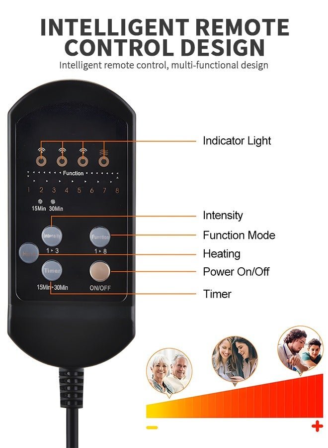 5 Motor Heated Seat Massager – Vibrating Back Massage Chair Pad with Heat for Home, Office & Car – Full Back, Shoulder & Thigh Pain Relief Cushion - My Store