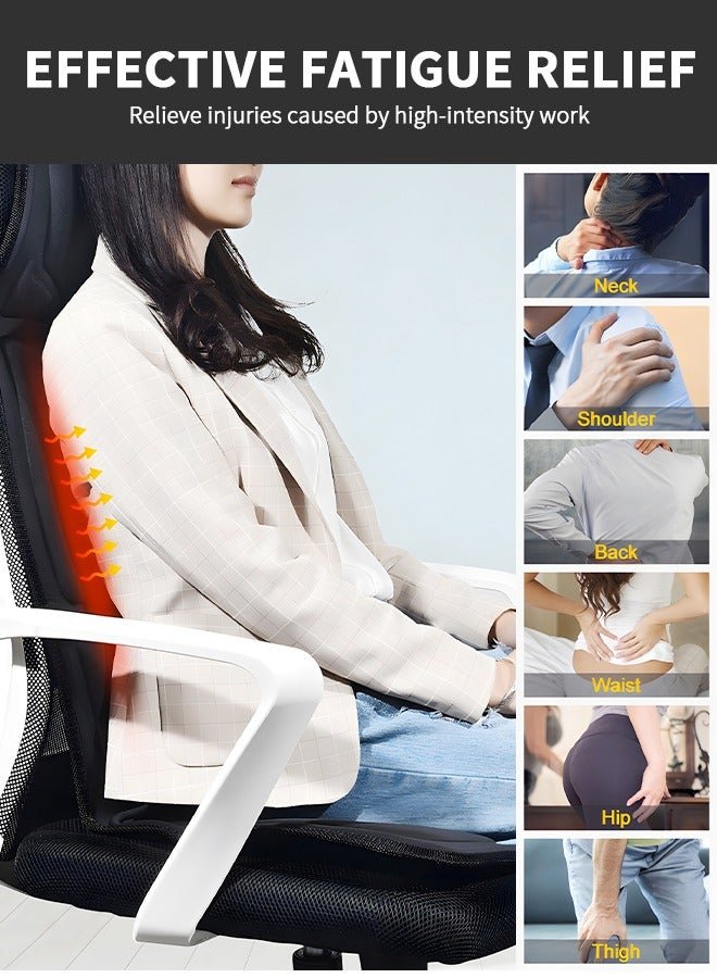 5 Motor Heated Seat Massager – Vibrating Back Massage Chair Pad with Heat for Home, Office & Car – Full Back, Shoulder & Thigh Pain Relief Cushion - My Store