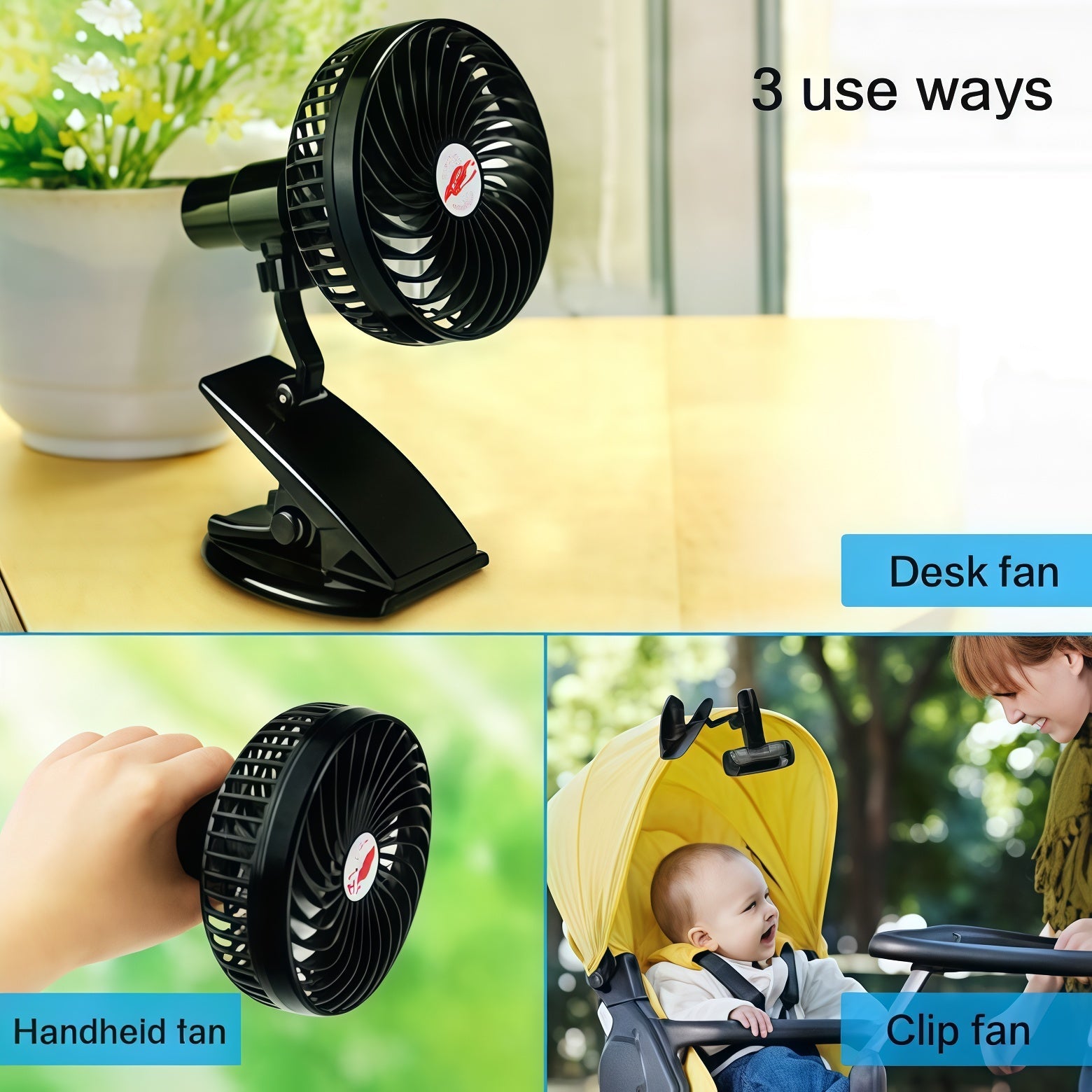 Rechargeable Mini Mute Clip Fan - 3 Speeds & Portable USB Cooling - My Store